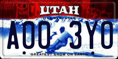 UT license plate A003YO