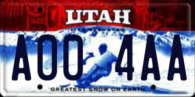 UT license plate A004AA