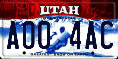 UT license plate A004AC