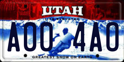 UT license plate A004AO