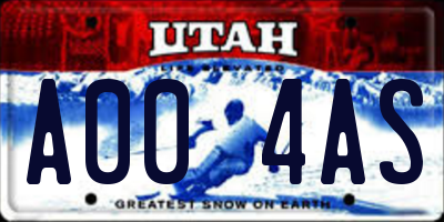 UT license plate A004AS