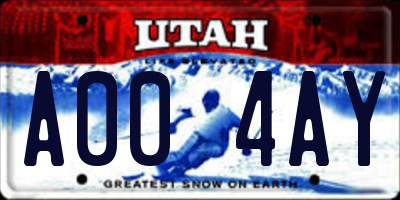 UT license plate A004AY