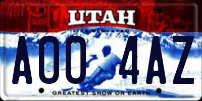 UT license plate A004AZ