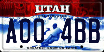 UT license plate A004BB