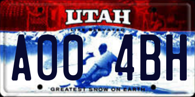 UT license plate A004BH