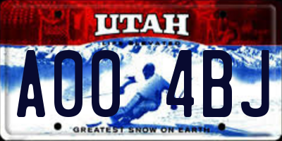 UT license plate A004BJ