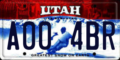 UT license plate A004BR