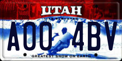 UT license plate A004BV