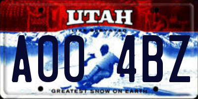 UT license plate A004BZ