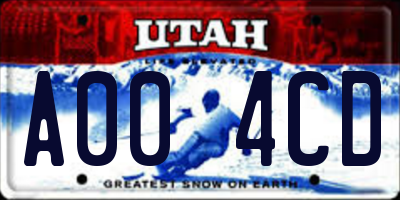 UT license plate A004CD