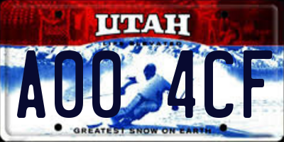 UT license plate A004CF