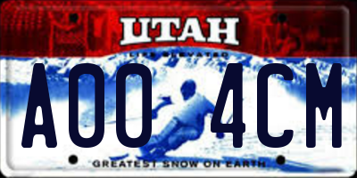 UT license plate A004CM