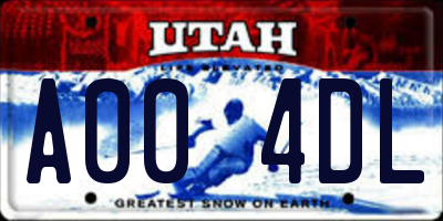 UT license plate A004DL