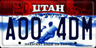 UT license plate A004DM