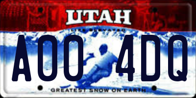 UT license plate A004DQ