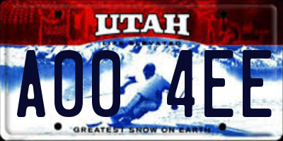 UT license plate A004EE