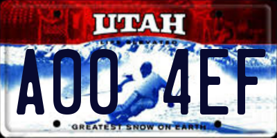 UT license plate A004EF