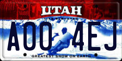 UT license plate A004EJ