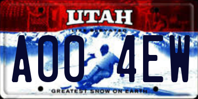 UT license plate A004EW