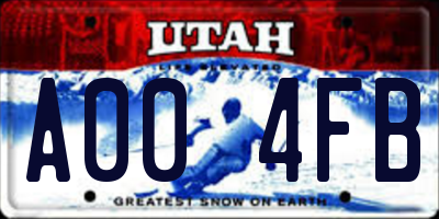 UT license plate A004FB