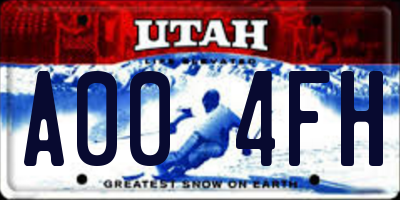 UT license plate A004FH