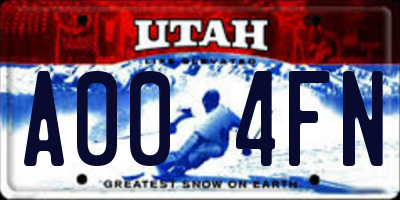 UT license plate A004FN