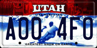 UT license plate A004FO