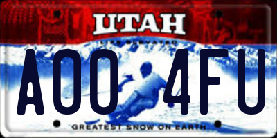 UT license plate A004FU