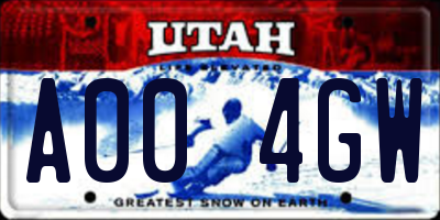 UT license plate A004GW