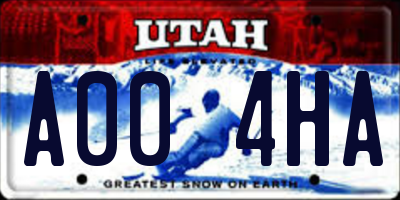 UT license plate A004HA