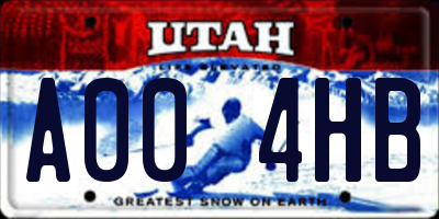 UT license plate A004HB