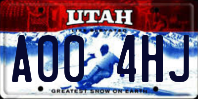 UT license plate A004HJ