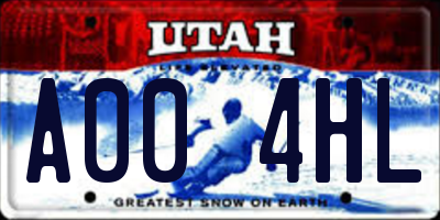 UT license plate A004HL