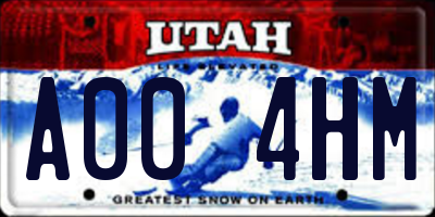 UT license plate A004HM