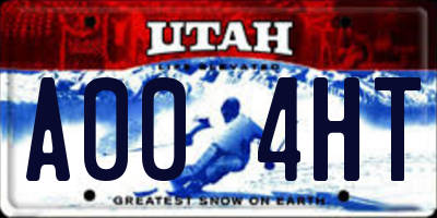 UT license plate A004HT