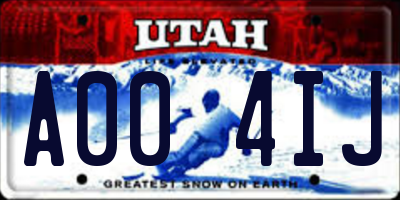 UT license plate A004IJ