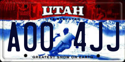 UT license plate A004JJ