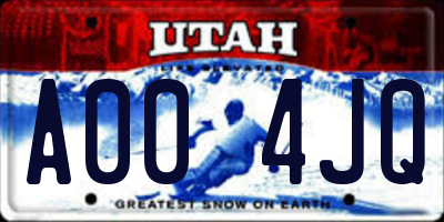 UT license plate A004JQ