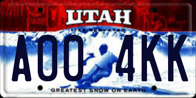 UT license plate A004KK