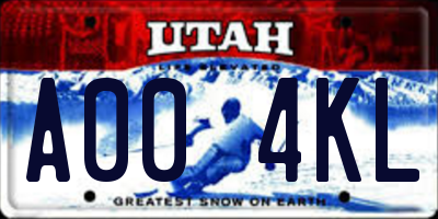 UT license plate A004KL