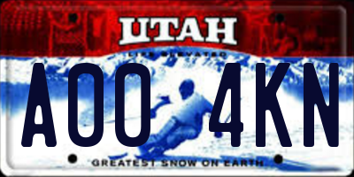 UT license plate A004KN