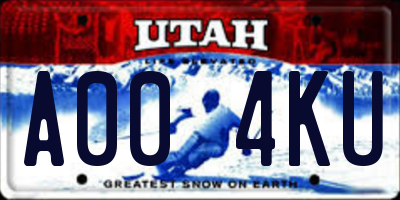 UT license plate A004KU