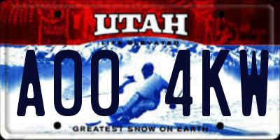 UT license plate A004KW