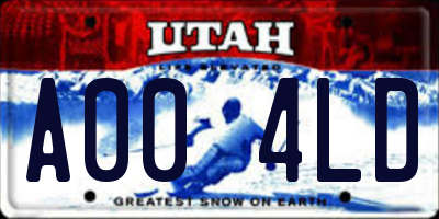 UT license plate A004LD