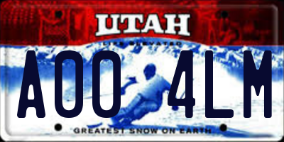 UT license plate A004LM