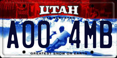 UT license plate A004MB
