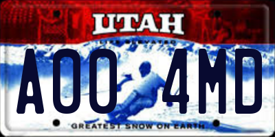 UT license plate A004MD