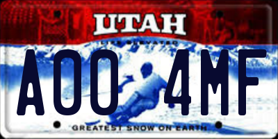 UT license plate A004MF