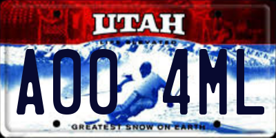 UT license plate A004ML