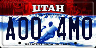 UT license plate A004MO